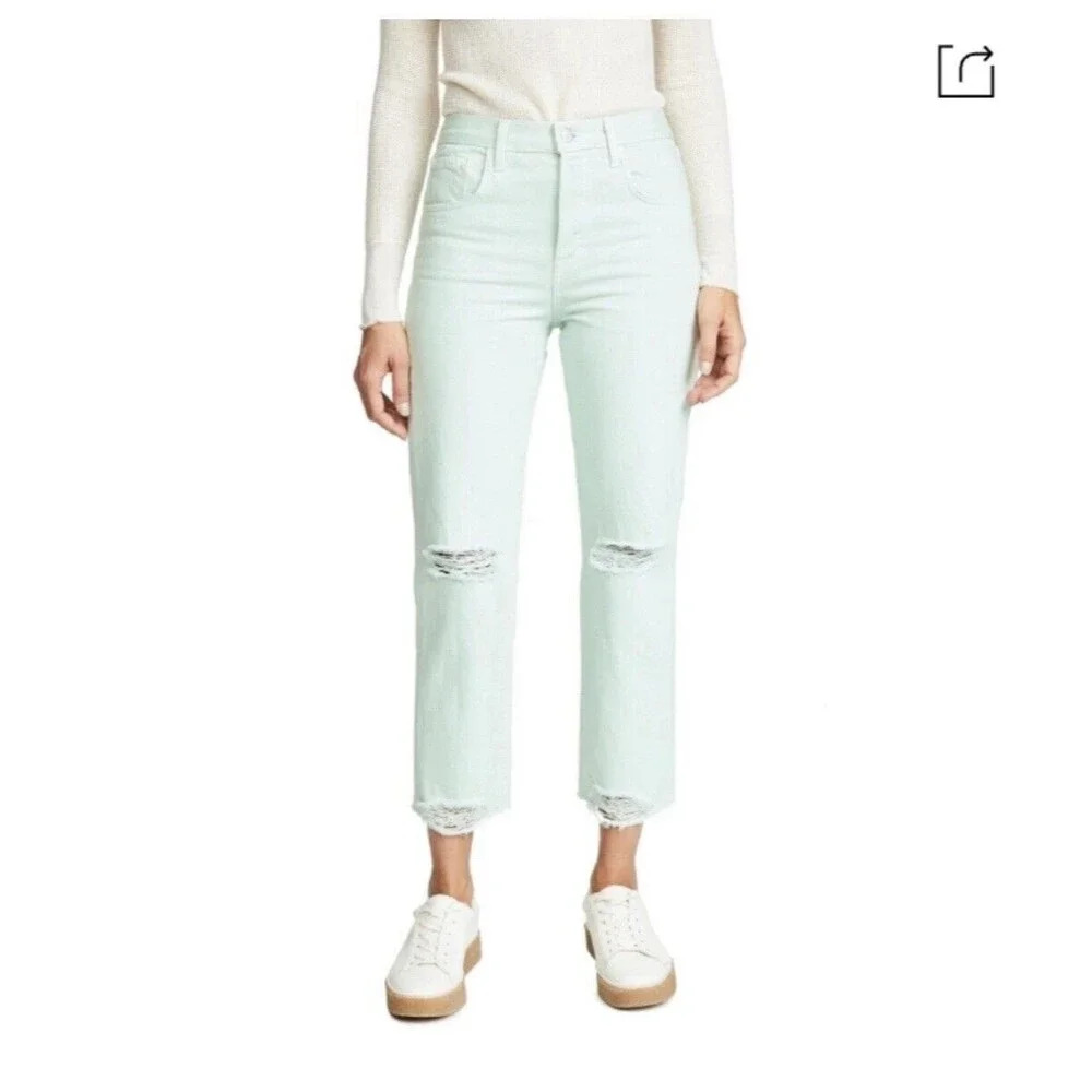 J. Brand Jeans Wynne Spearmint Destruct Size 30‎ Women’s Crop